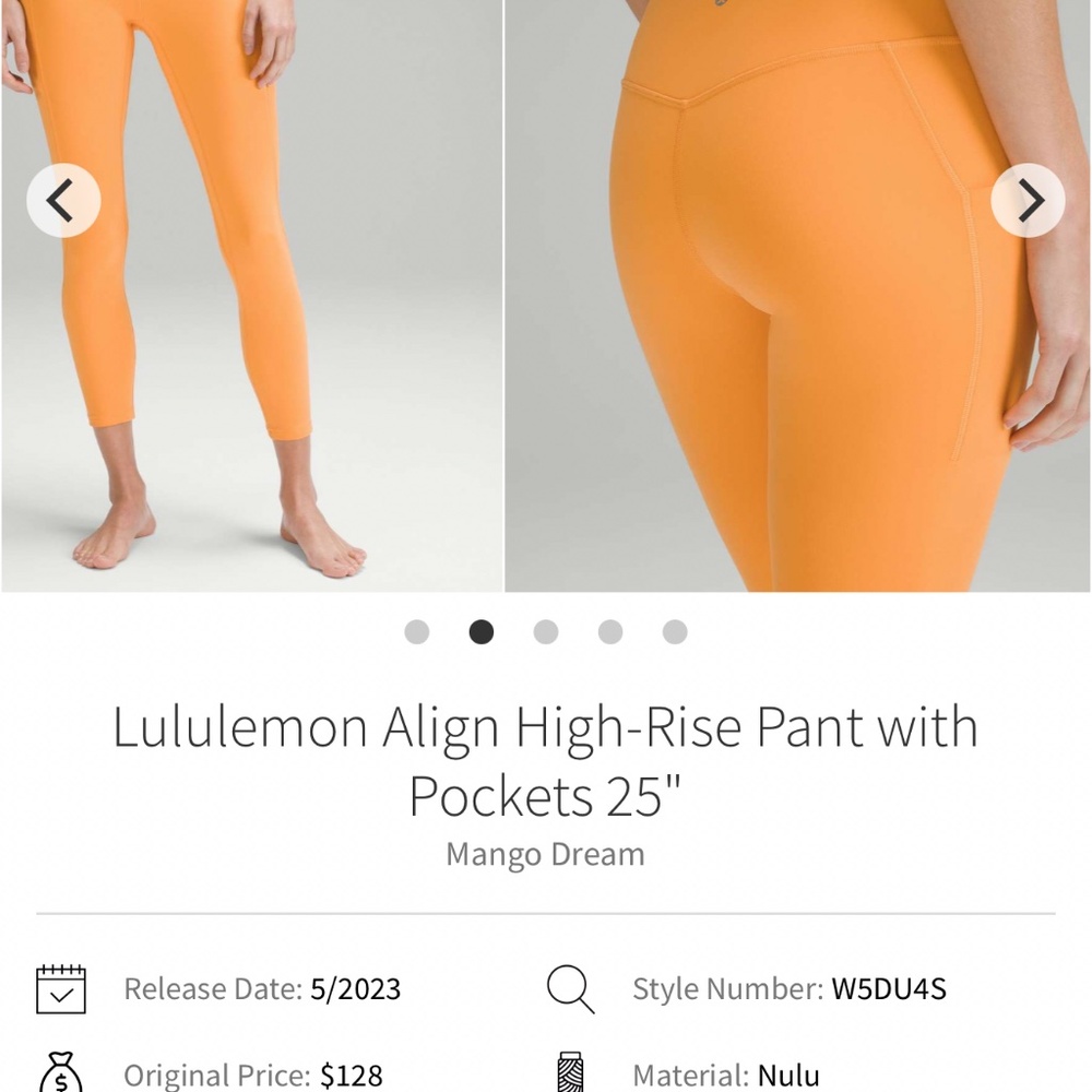 Lululemon Align high rise WITH POCKETS *MANGO DREAM - Picture 2 of 8